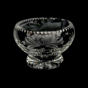 Vintage Dartington Royal Brierley Honeysuckle Cut Crystal Rose Bowl